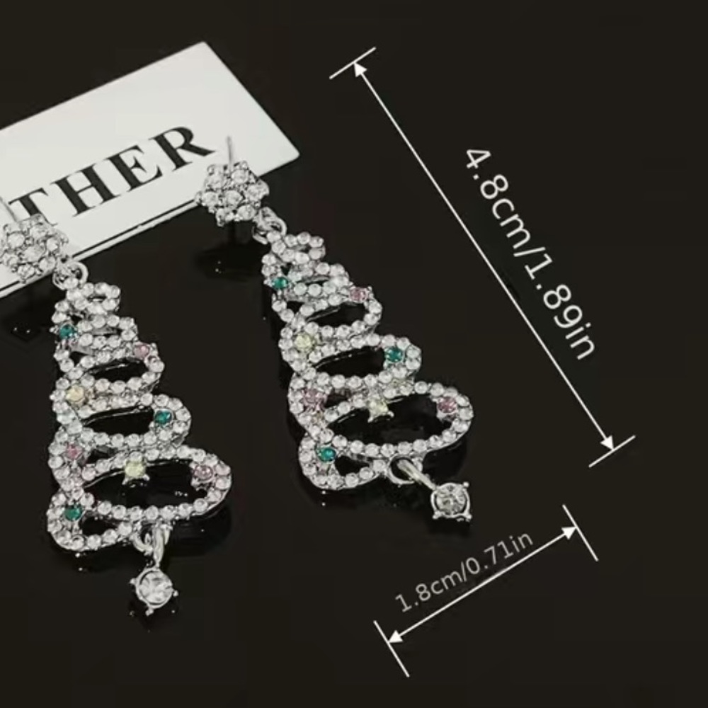 Sparkly Christmas Tree Earrings BRAND NEW - Picture 5 of 7